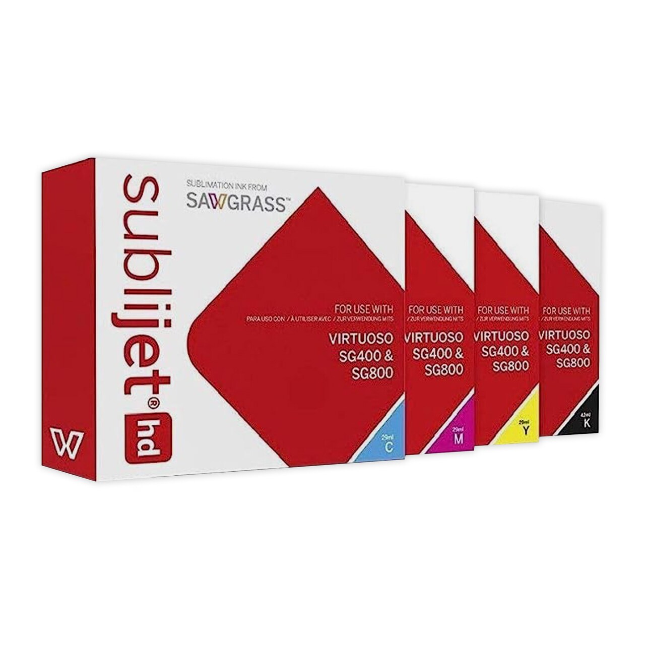 Complete Set Sawgrass SubliJet UHD Ink for Sublimation Printing with SG400 or SG800. Genuine SawGrass Ink Cartridges